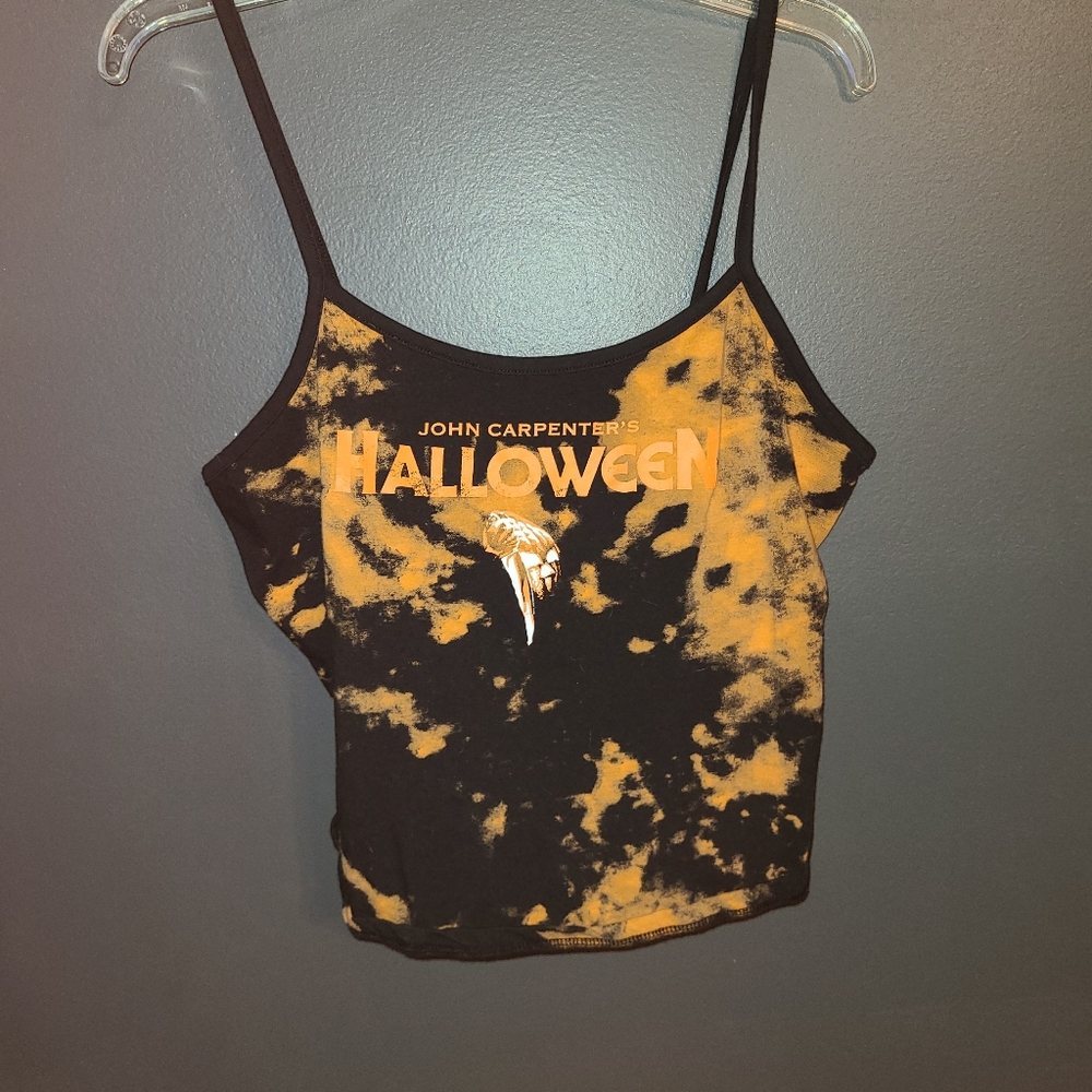 A black and orange halloween tank top